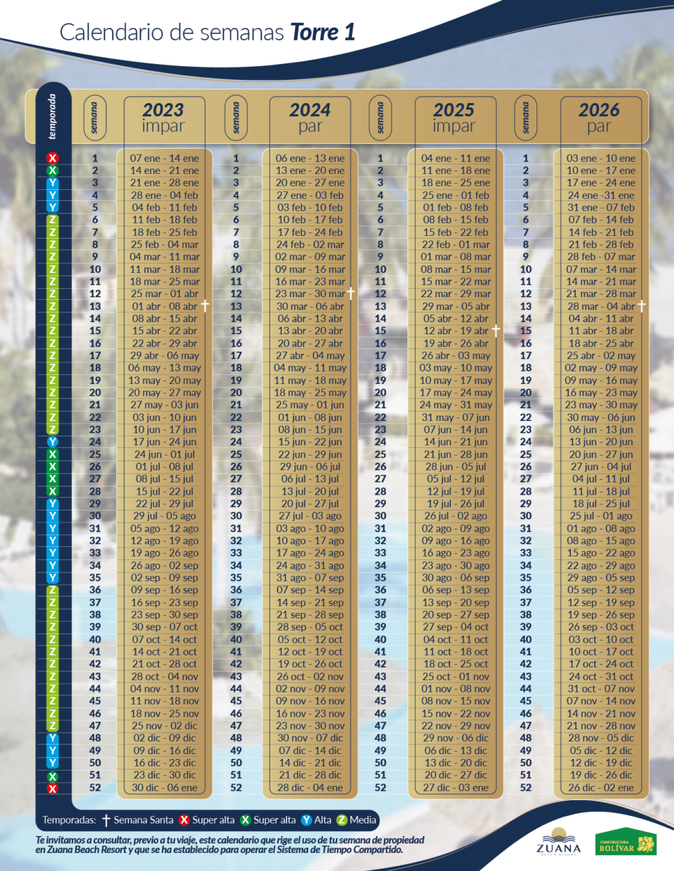 Servicio al cliente/Calendario/Torres Zuana
